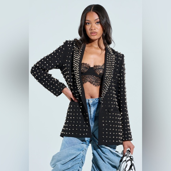 AKIRA SUGAR AND SPICE SPIKED STUD BLAZER - Picture 5 of 7